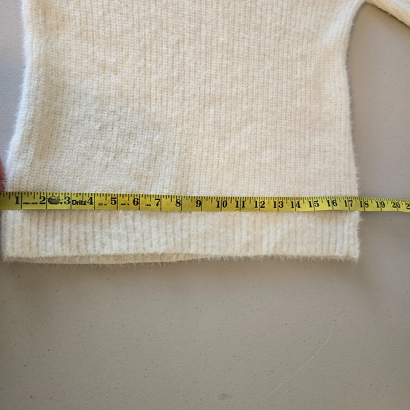 Marled Sweater Women's L Cream Mock Neck Soft Elegant Long Sleeve Fuzzy - Picture 16 of 16